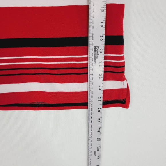 Bugle Boy Striped Polo Shirt Men's Size XL Short Sleeve Red Black White - Picture 7 of 10
